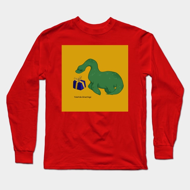 Nessie offering you a gift Long Sleeve T-Shirt by VazMas Design